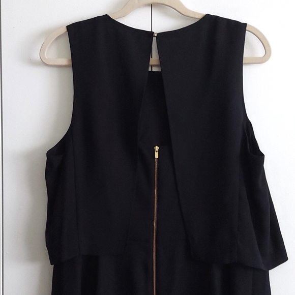 Banana Republic Black Attached Camisole Tiered Sleeveless Fluted Hem Dress Sz 14 - Picture 5 of 16